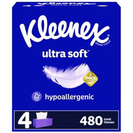 Ultra Soft Facial Tissue, 3-ply, White, 120/box, 4 Boxes/pack, 8 Packs/carton