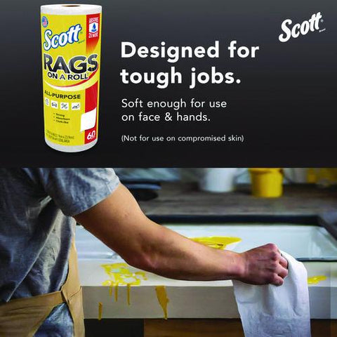 Rags On A Roll, 1-ply, 9.4 X 11, White, 60/roll, 12 Rolls/carton