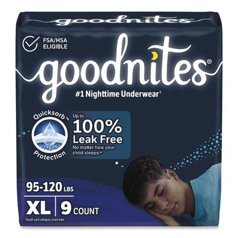 Nighttime Bedwetting Underwear For Boys, X-large, 95 Lbs To 140+ Lbs, White, 9/pack, 4 Packs/carton