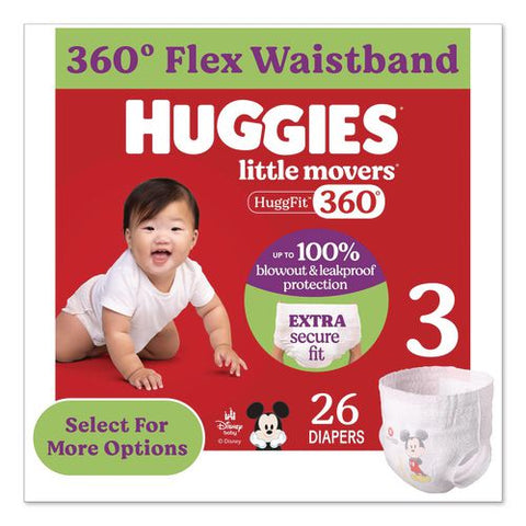 Little Movers Huggfit 360 Degree, Size 3, 16 Lbs To 28 Lbs, Disney Design, 26/pack