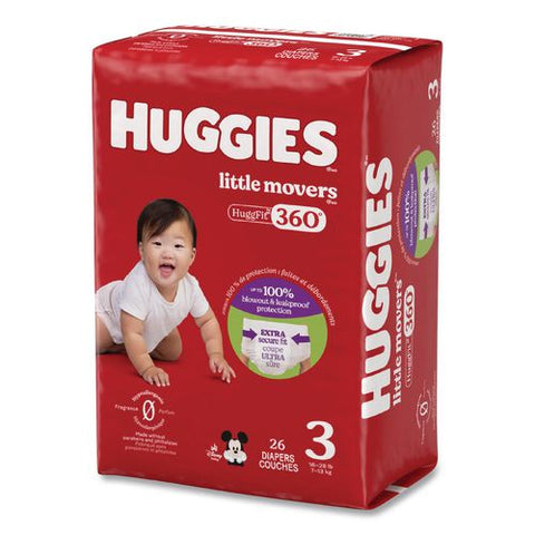 Little Movers Huggfit 360 Degree, Size 3, 16 Lbs To 28 Lbs, Disney Design, 26 Diapers/pack, 4 Packs/carton