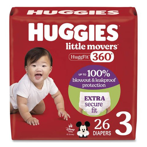 Little Movers Huggfit 360 Degree, Size 3, 16 Lbs To 28 Lbs, Disney Design, 26 Diapers/pack, 4 Packs/carton