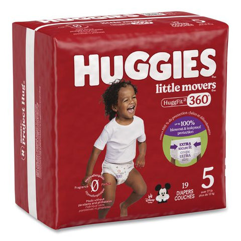 Little Movers Huggfit 360 Degree, Size 5, Over 27 Lbs, Disney Design, 19 Diapers/pack, 4 Packs/carton