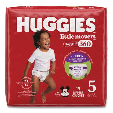 Little Movers Huggfit 360 Degree, Size 5, Over 27 Lbs, Disney Design, 19 Diapers/pack, 4 Packs/carton