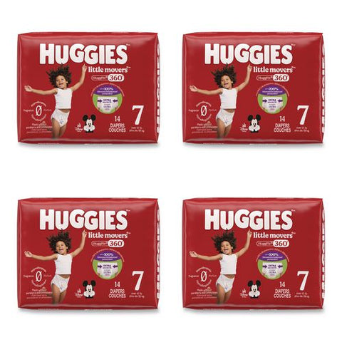 Little Movers Huggfit 360 Degree, Size 7, Over 41 Lbs, Disney Design, 14 Diapers/pack, 4 Packs/carton