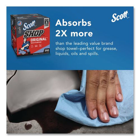 Shop Towels Original, 1-ply, 9 X 12, Unscented, Blue, 200/box