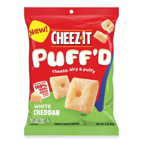 Puff'd Crackers, White Cheddar, 3 Oz Bag, 6/carton