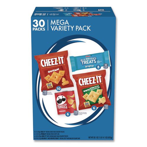 Mega Variety Pack, Cheez-its, Pringles, Rice Krispies, Individually Wrapped, 30/box