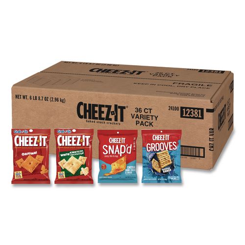 Baked Snack Crackers Flavor Variety Pack, Assorted Sizes And Flavors, 36 Bags/carton