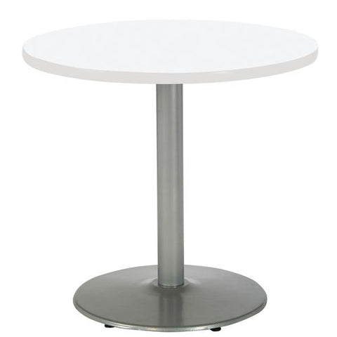 Pedestal Table With Four White Kool Series Chairs, Round, 36" Dia X 29h, Designer White