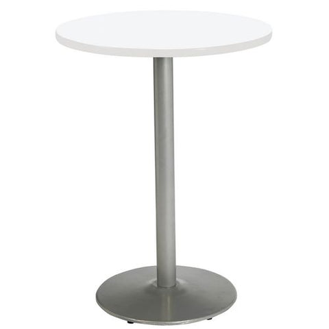 Pedestal Bistro Table With Four Lime Green Kool Series Barstools, Round, 36" Dia X 41h, Designer White