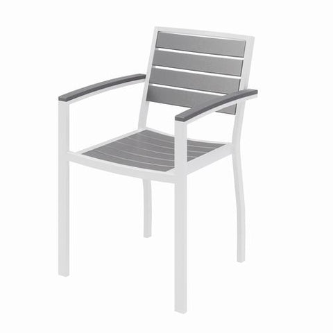 Eveleen Outdoor Patio Table With Four Gray Powder-coated Polymer Chairs, 32" Square, Gray