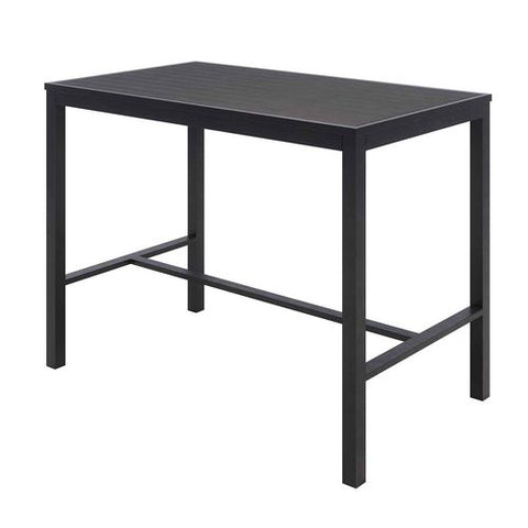 Eveleen Outdoor Bistro Patio Table With Four Black Powder-coated Polymer Barstools, 32 X 55, Black