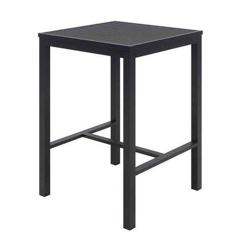 Eveleen Outdoor Bistro Patio Table With Two Black Powder-coated Polymer Barstools, 30" Square, Black