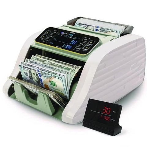 Kbr-500 Mixed Denomination Bill Counter, 1,200 Bills/min, 9.2" X 14.3" X 13", Light Gray/black