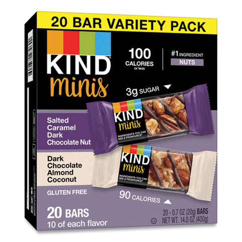 Minis, Salted Caramel And Dark Chocolate Nut/dark Chocolate Almond And Coconut, 0.7 Oz, 20/pack