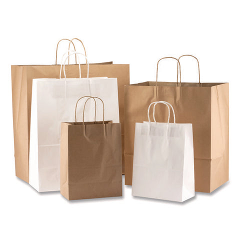 Kraft Paper Bags, Natural Kraft Flat Handles, 10" X 6" X 13", Natural, 250/carton