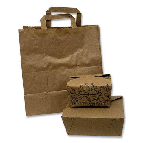 Kraft Paper Bags, Natural Kraft Flat Handles, 11" X 7" X 12", Brown, 250/carton