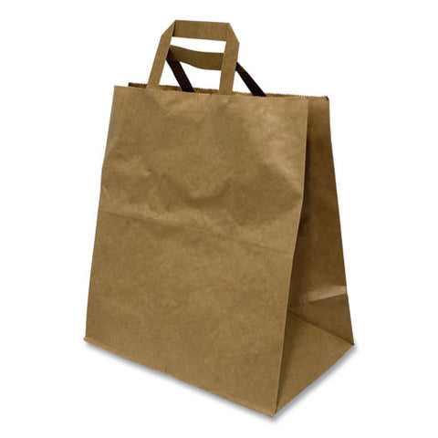 Kraft Paper Bags, Natural Kraft Flat Handles, 11" X 7" X 12", Brown, 250/carton