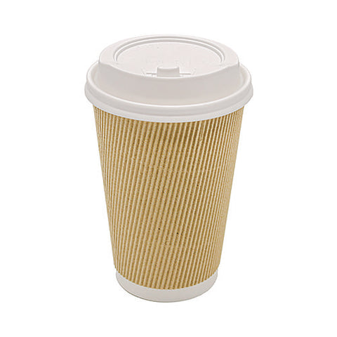 Ripple Hot Cups, 16 Oz, Kraft/white, 500/carton