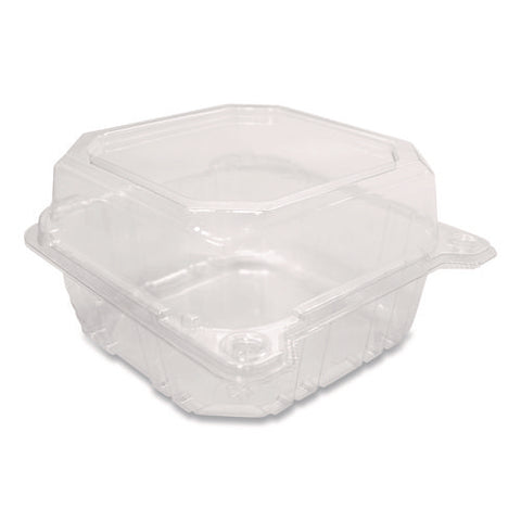 Pet Plastic Hinged Container, 6 X 6 X 3.3, Clear, Plastic, 500/carton