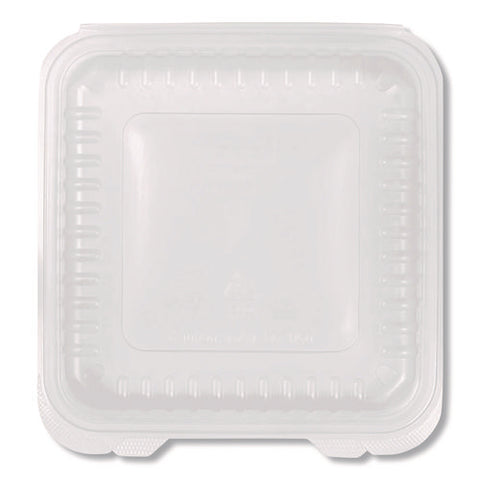 Polypropylene Plastic Hinged Container, 9.35 X 9.22 X 3.17, Clear, Plastic, 50/pack, 4 Packs/carton