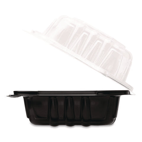 Polypropylene Plastic Hinged Container, 6 X 6 X 3, Black/clear, Plastic, 50/pack, 6 Packs/carton