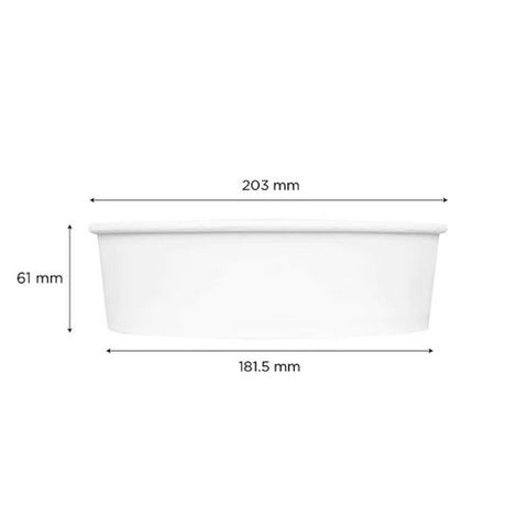 Food Bucket, 48 Oz, 7.99" Diameter X 2.4" H, White, Paper, 270/carton