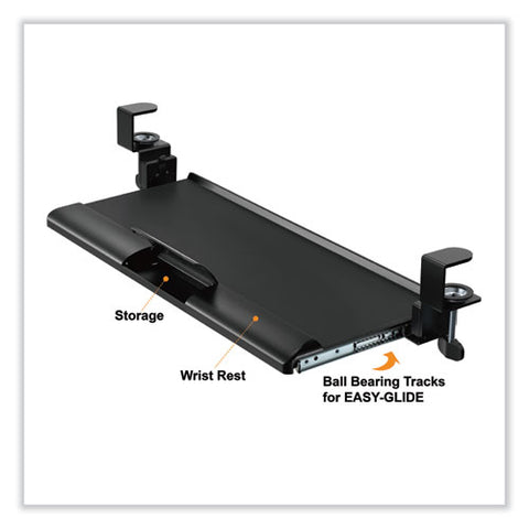 Desk Clamp Five-position Tilting Keyboard Tray, 26.8" X 11.1, Black