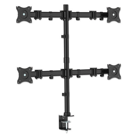 Articulating Quad Monitor Arms, For 13" To 27" Monitors, 360 Deg Rotation, 45 Deg Tilt, 180 Deg Pan, Black, Supports 18 Lb