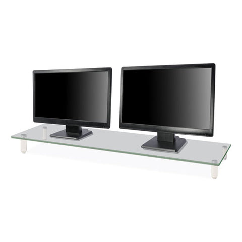 Extra Wide Glass Monitor Riser, 39.4" X 10.2" X 3.25", Clear, Supports 60 Lbs