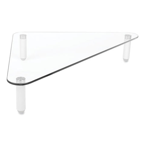 Glass Corner Monitor Riser, 19.7" X 11" X 3.25", Clear, Supports 40 Lbs