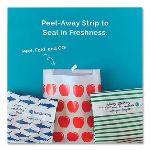 Peel And Seal Sandwich Bag With Closure Strip, 6.3" X 2" X 7.9", Blue Sharks/white, 50/box