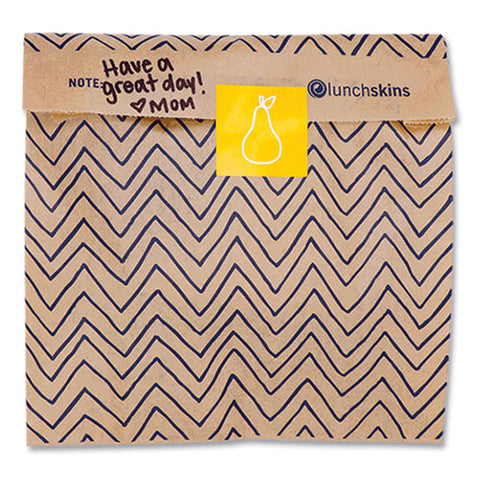 Xl Sandwich Bag With Resealable Stickers, 7.1" X 2" X 9.1", Black Stripes/natural Kraft, 50/box