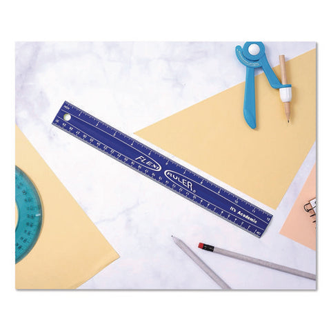 Lockermate Flexi Ruler, Standard/metric, 12" Long, Blue