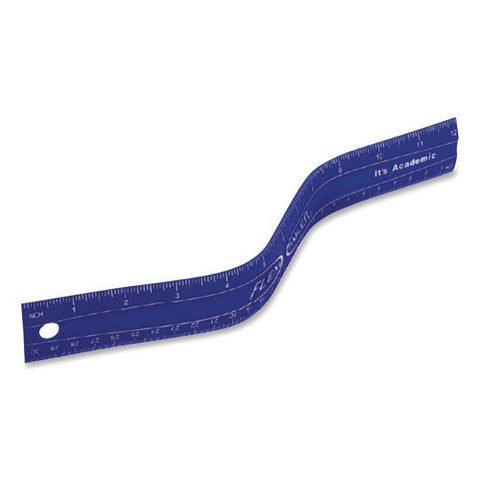 Lockermate Flexi Ruler, Standard/metric, 12" Long, Blue