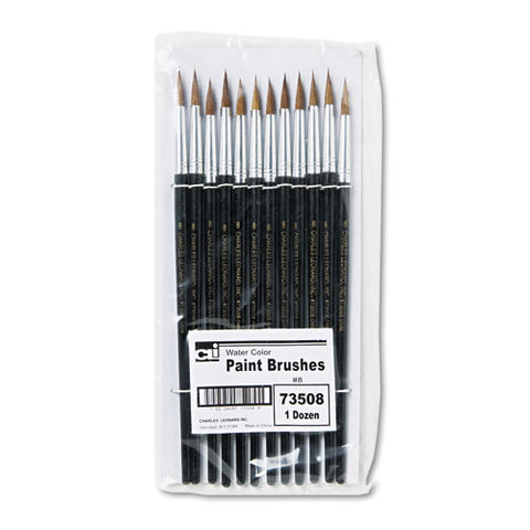 Artist Brush, Size 8, Camel Hair, Round Profile, 12/pack