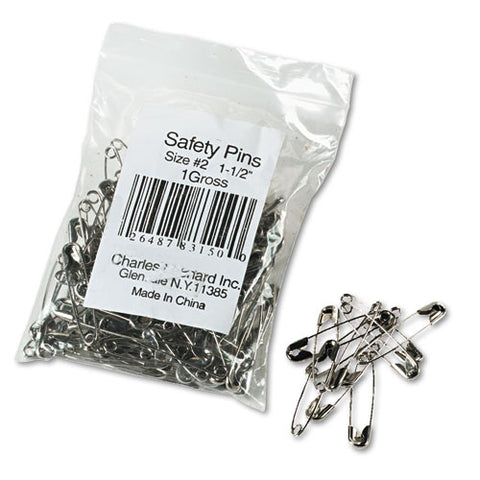 Safety Pins, Nickel-plated, Steel, 1.5" Length, 144/pack