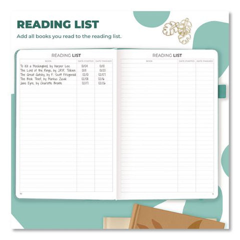 Reading Journal, Room For 55 Book Reviews (two Pages Per Review), Mint Cream Cover, 8.3 X 5.8 Sheets