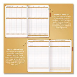 Income And Expense Tracker Ledger, 8 Columns, Amber Yellow Cover, 113 Sheets/book