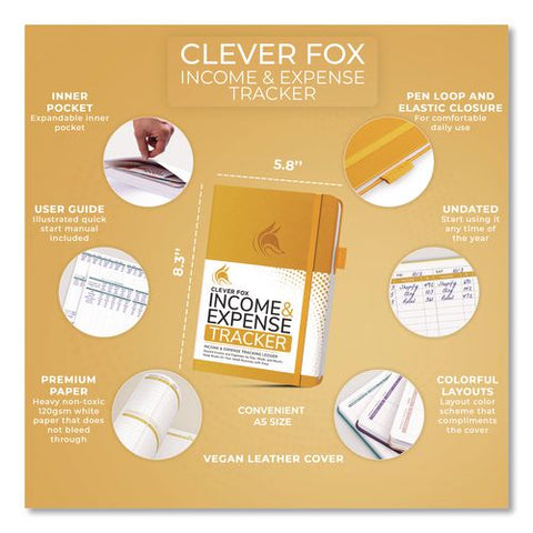 Income And Expense Tracker Ledger, 8 Columns, Amber Yellow Cover, 113 Sheets/book