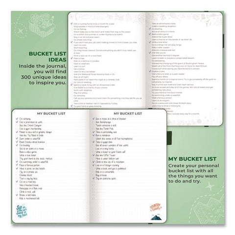 Bucket List Journal, 100 Entries With Before/after Pages, Engraved Adventure Artwork, Forest Green Cover, 8.3 X 5.8 Sheets