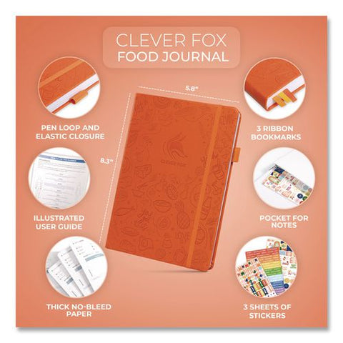 Food Journal, Undated Six-month Format, Engraved Food And Fitness Artwork, Orange Cover, 8.3 X 5.8 Sheets