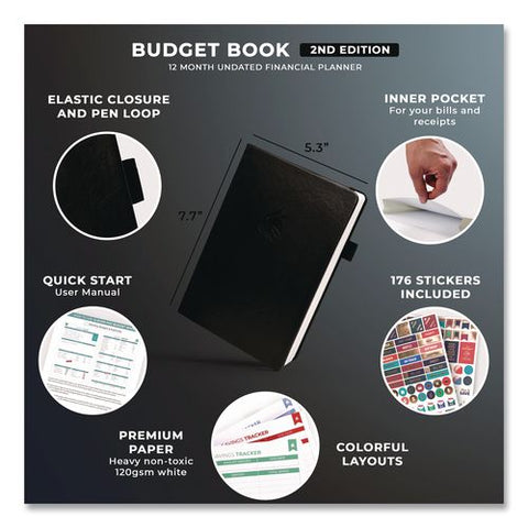Undated Monthly Budget Book, Black Cover