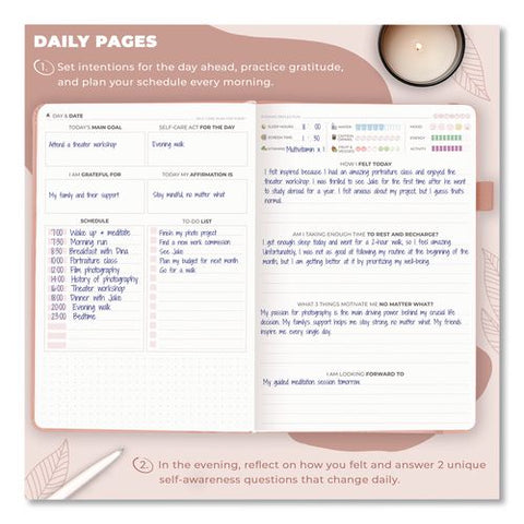 Self-care Journal, Undated 90-day Daily/weekly/monthly Format, Light Pink Cover, 8.3 X 5.8 Sheets