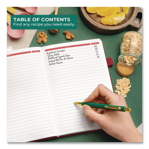 Recipe Book, Customizable Space For 60 Recipes, Engraved Food And Kitchen Artwork, Burgundy Cover, 8.3 X 5.8 Sheets