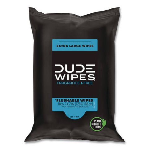 Extra Large Flushable Wipes, 7 X 7, Fragrance Free, White, 18 Wipes