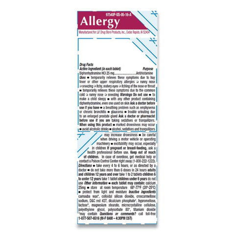 Allergy Relief Tablets, Refill Pack, Two Tablets/packet, 50 Packets/box