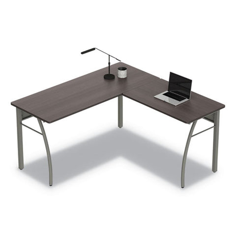 Trento Line L-shaped Desk, 59.13" X 59.13" X 29.5", Mocha/gray