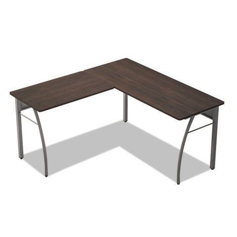 Trento Line L-shaped Desk, 59.13" X 59.13" X 29.5", Mocha/gray